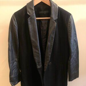 Vintage Kenneth Cole Black Wool and Leather coat